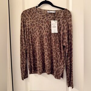 Zara Brown Leopard Pattern Top